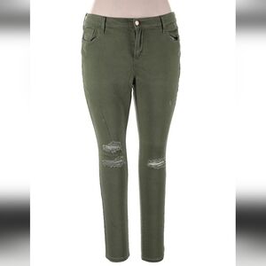 Old Navy Plus Size 24 Long  Olive Distressed Women Jeans High Rise Stretch